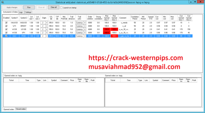 How setup STATISTICAL ARBITRAGE DAAS 1.13.7